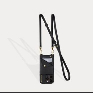 Bandolier Emma Pebble Leather Crossbody case purse Black Gold iPhone 11 Pro Max